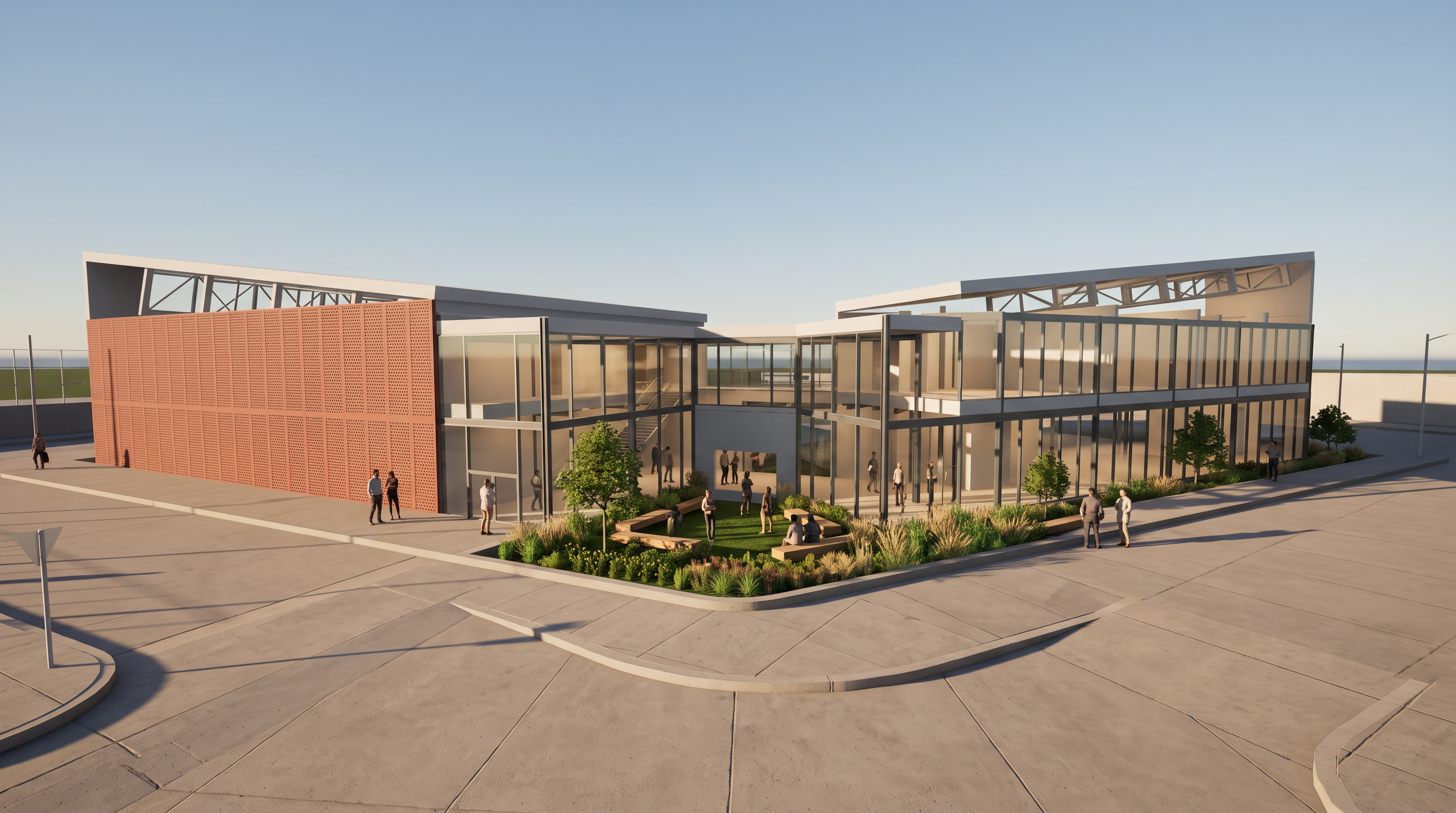 Enhance this architectural rendering of the Soundview Recreation Cente ...