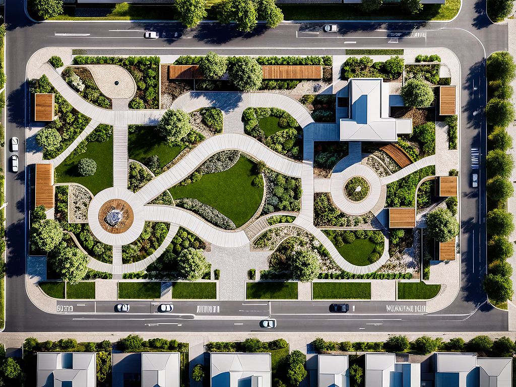 Layout Render Reference Photo of a detailed park layout emphasizing... — Render · AI Render Studio