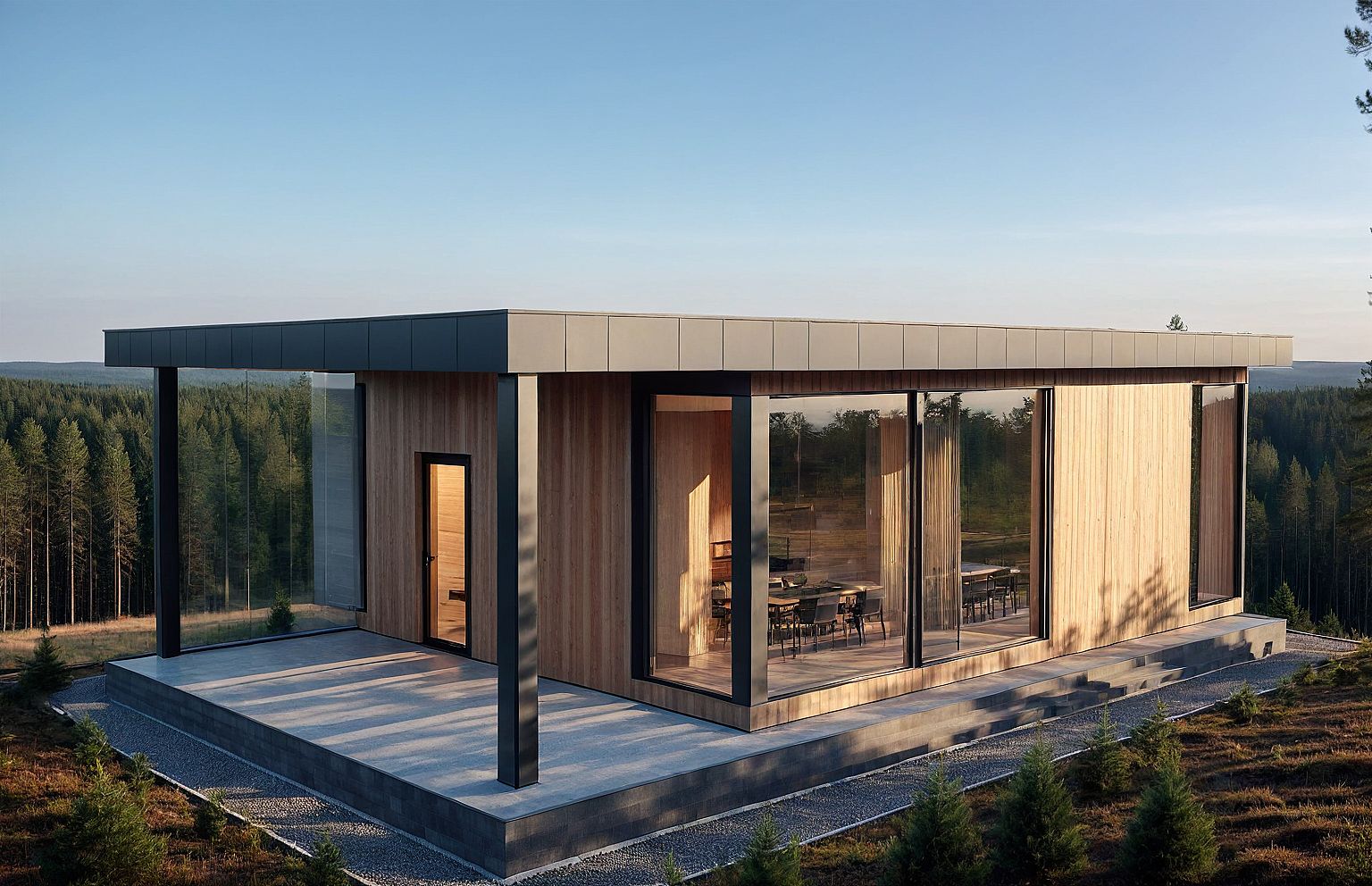 A modern high-tech house with a flat roof and... — Render · AI Render ...