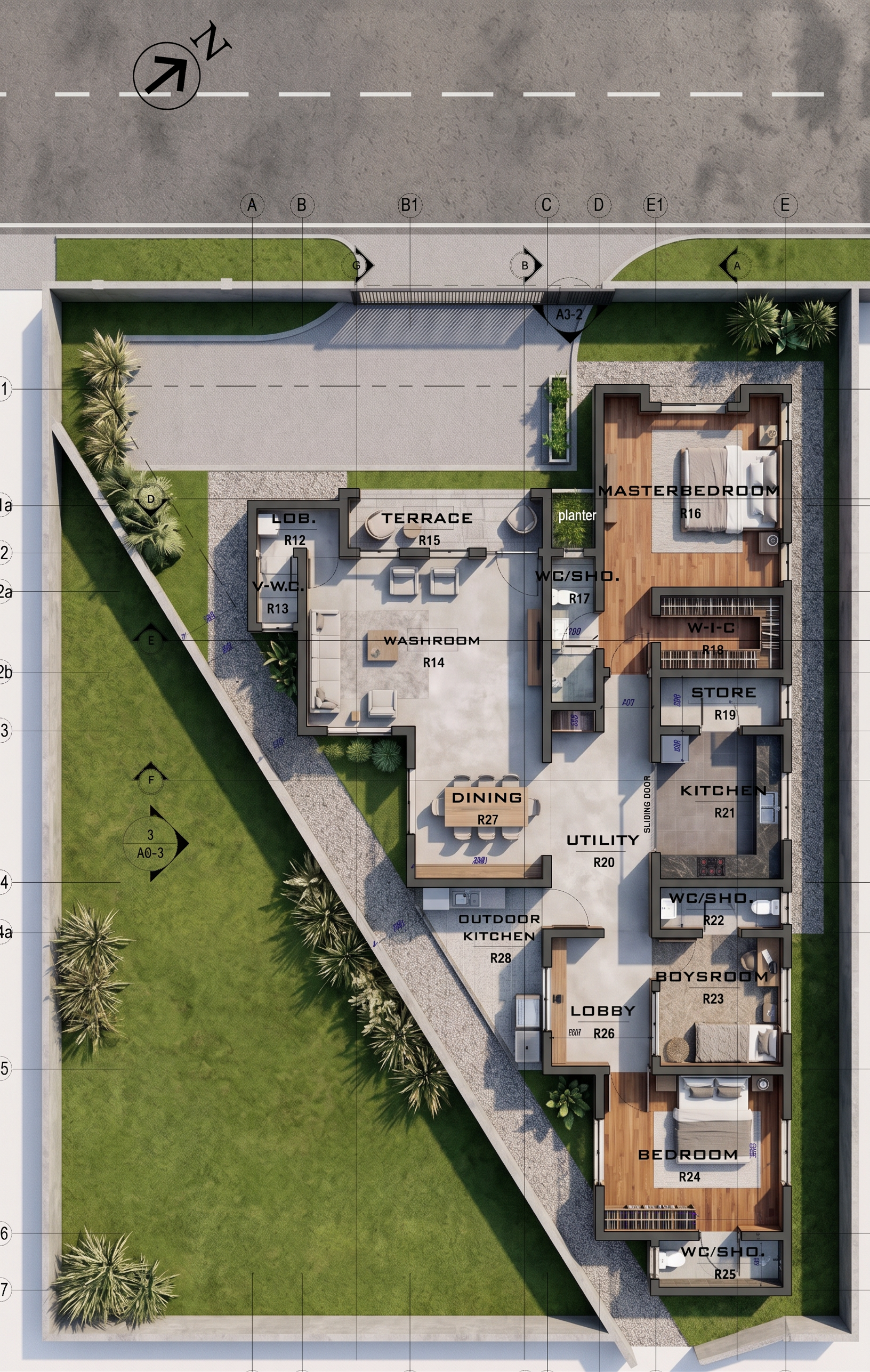 Design the interior and exterior of the ground floor plan attached. Im ...